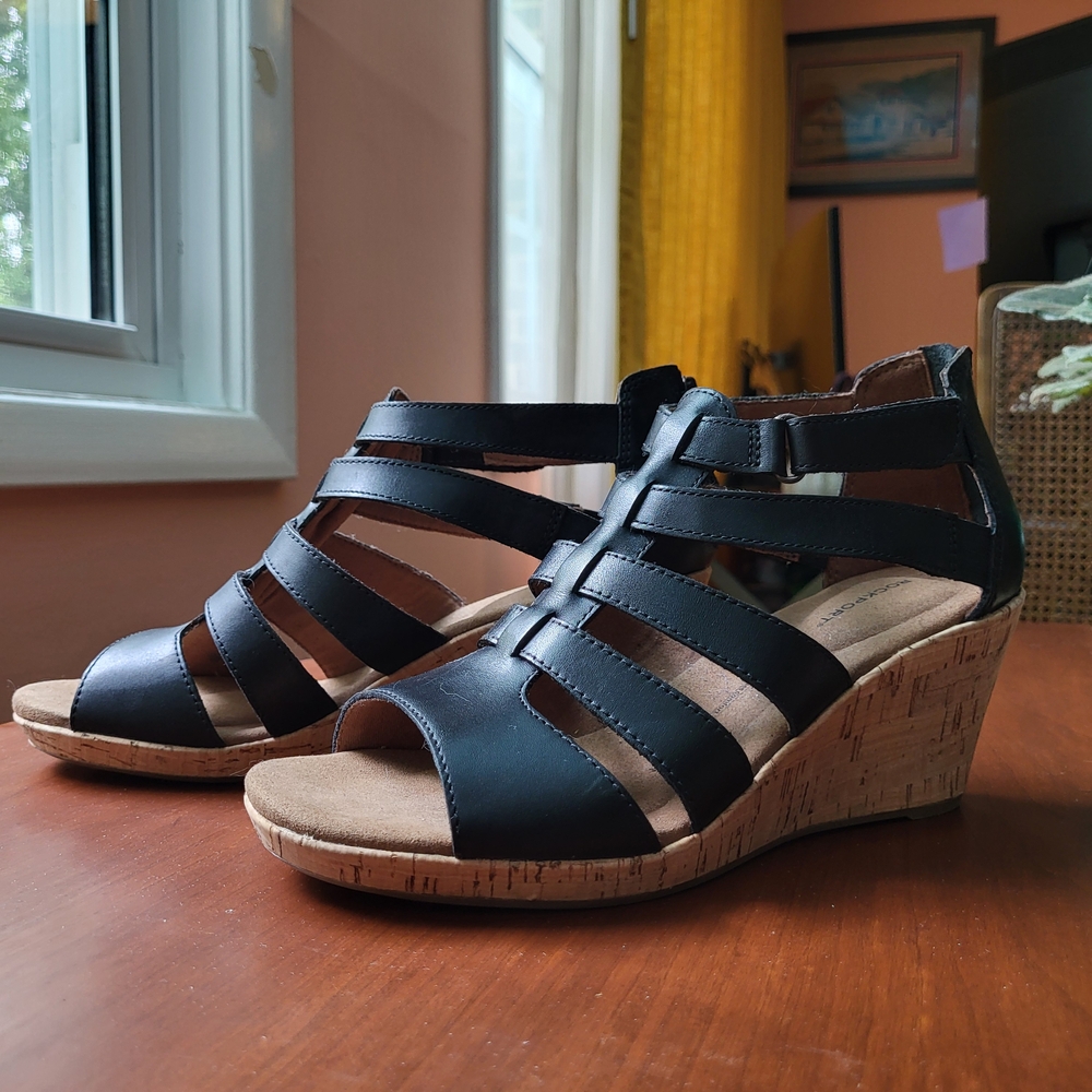 Rockport Black Leather Wedge Shoes